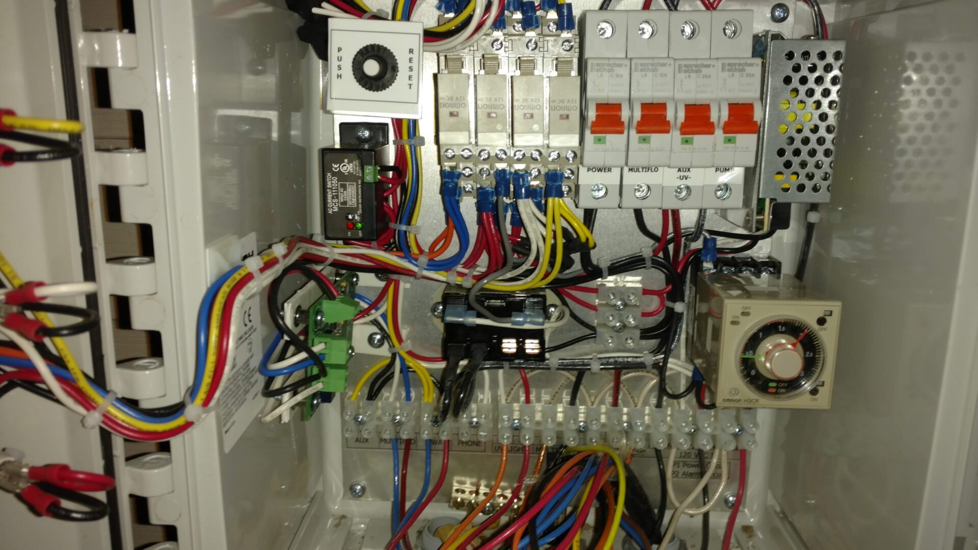 different wires of the control panel